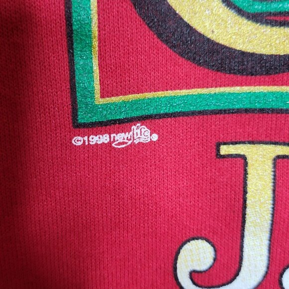 Vintage 1998 Lee XL Red "Sing Glory God Jesus Is Born" Baptist Church Sweatshirt - Picture 5 of 6